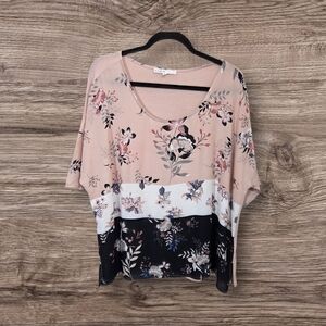 ⭐️Cleo Pink and White Blouse Size XXL